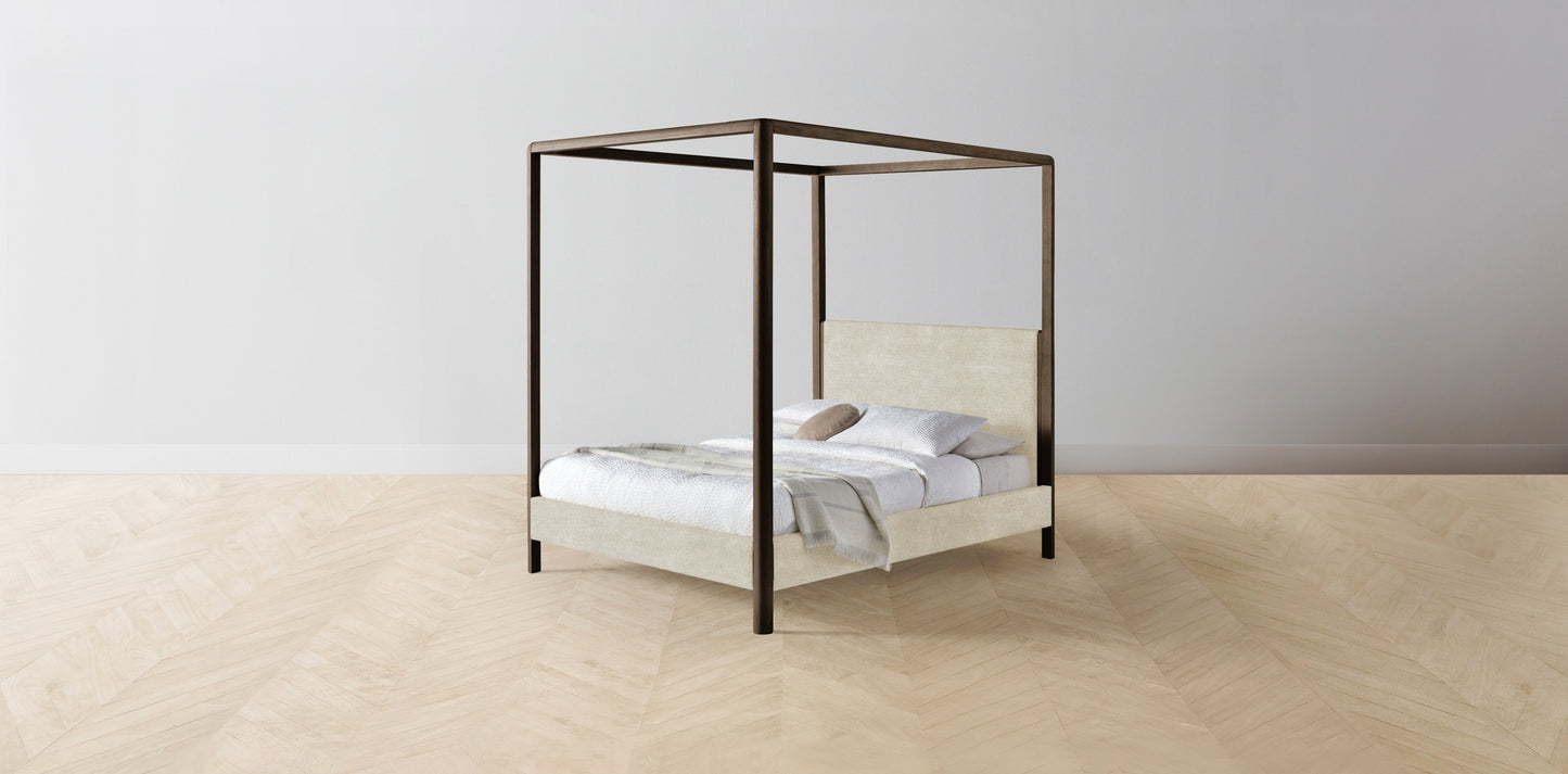 The Thompson - Performance Melange Weave Shell Canopy Bed - 48" Headboard - Muslin on reverse