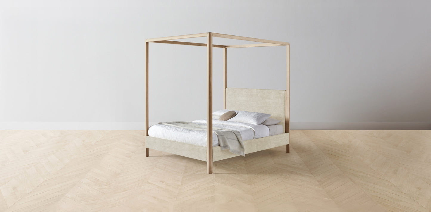 The Thompson - Performance Melange Weave Shell Canopy Bed - 48" Headboard - Muslin on reverse