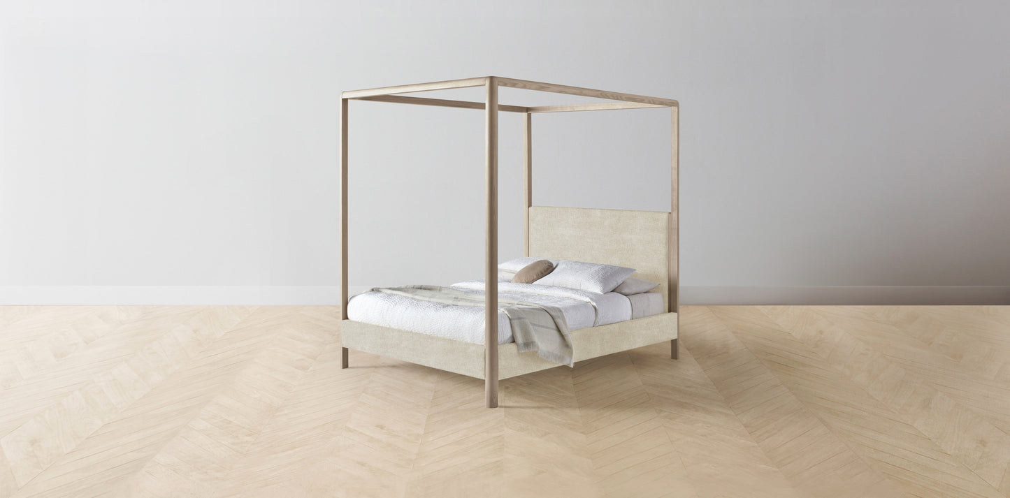 The Thompson - Performance Melange Weave Shell Canopy Bed - 48" Headboard - Muslin on reverse