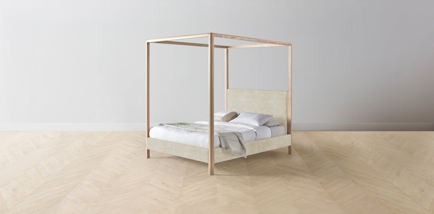 The Thompson - Performance Melange Weave Shell Canopy Bed - 48" Headboard - Muslin on reverse