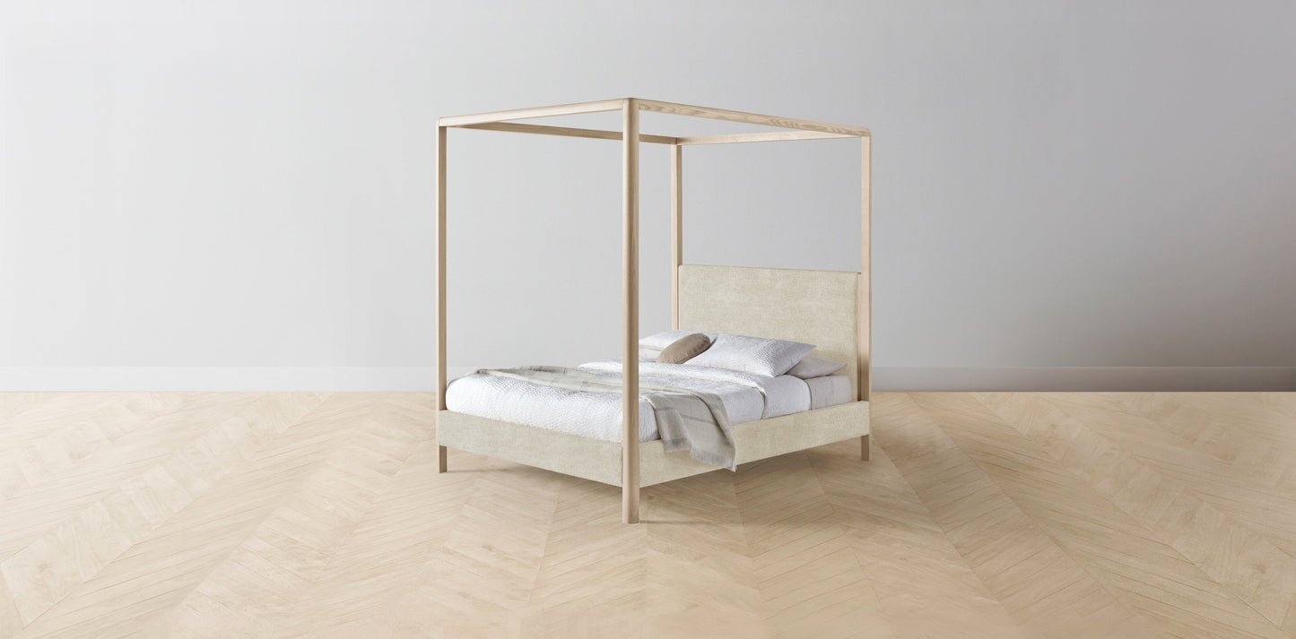 The Thompson - Performance Melange Weave Shell Canopy Bed - 48" Headboard - Muslin on reverse