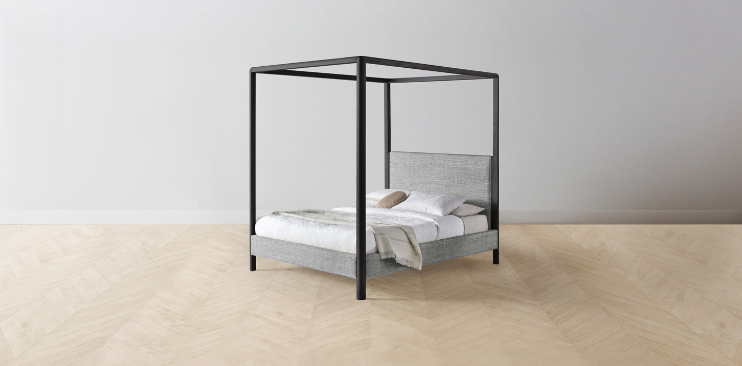 The Thompson - Performance Textured Tweed Alpine Canopy Bed - 48" Headboard - Upholstered on reverse