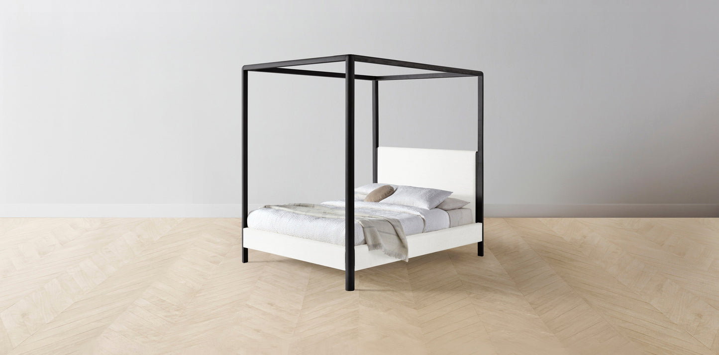 The Thompson - Performance Woven Chenille Lace Canopy Bed - 48" Headboard - Muslin on reverse