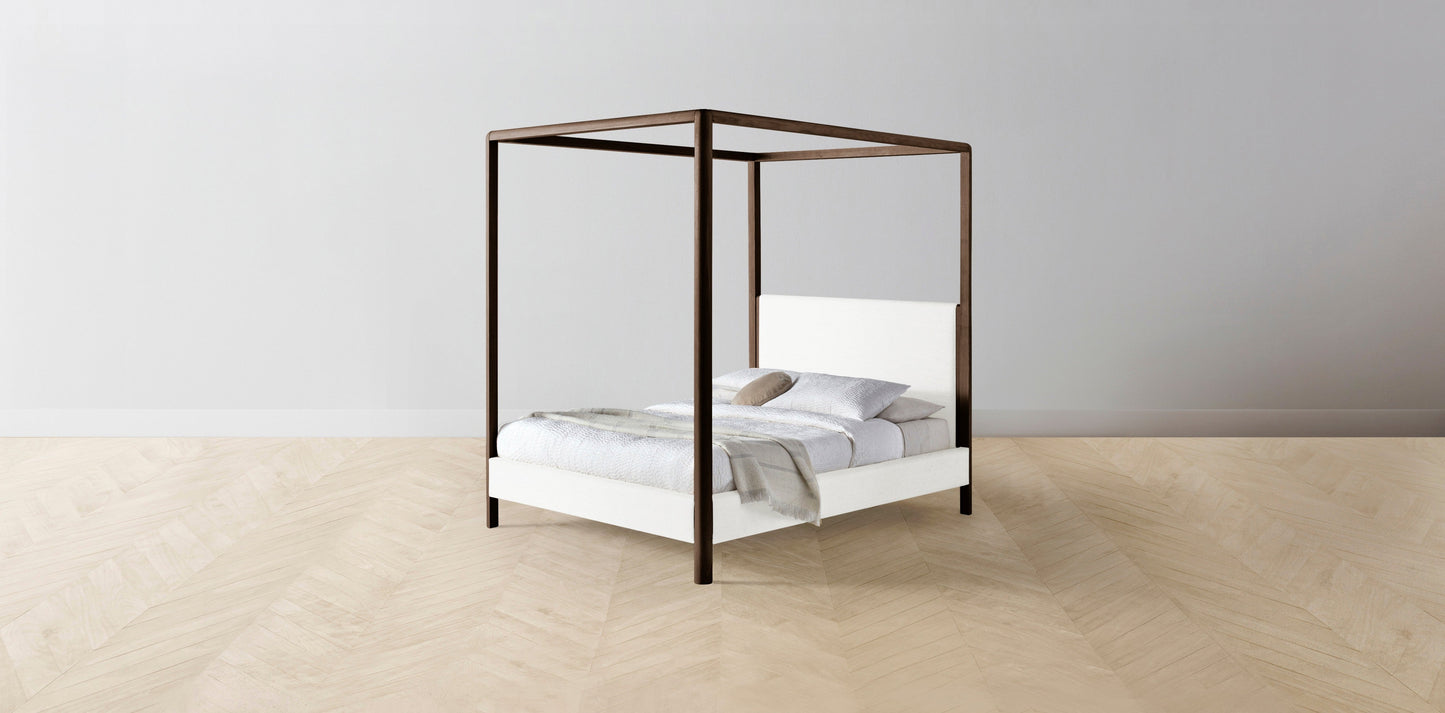 The Thompson - Performance Woven Chenille Lace Canopy Bed - 48" Headboard - Muslin on reverse