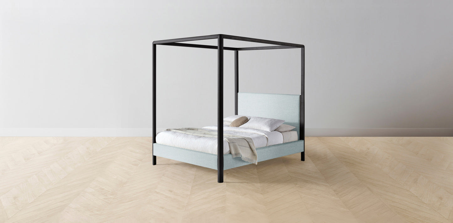The Thompson - Performance Woven Chenille Rain Canopy Bed - 48" Headboard - Muslin on reverse