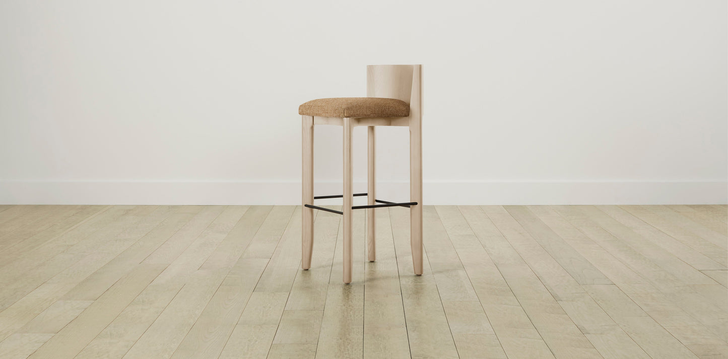 The Delancey with Brushed Nickel - Belgian Linen Chai Bar and Counter Stool