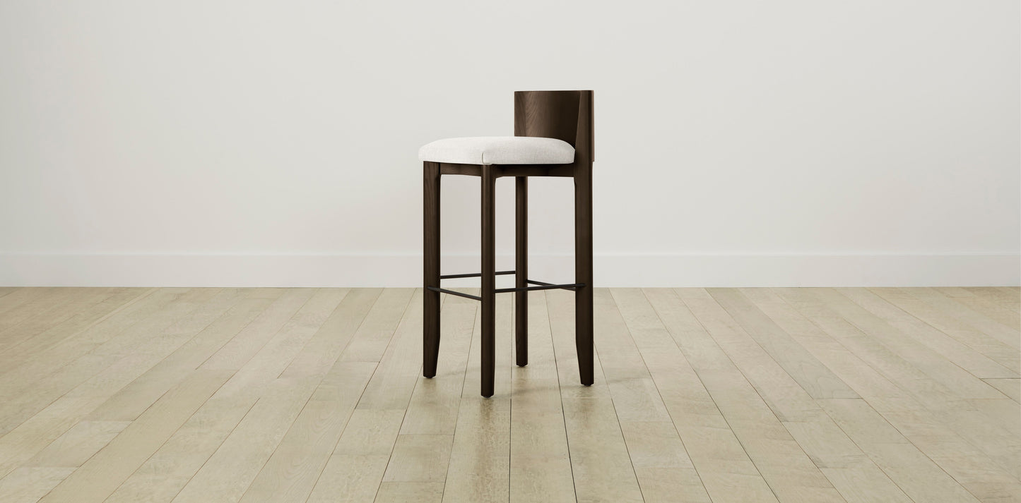 The Delancey with Brushed Nickel - Belgian Linen Egret Bar and Counter Stool