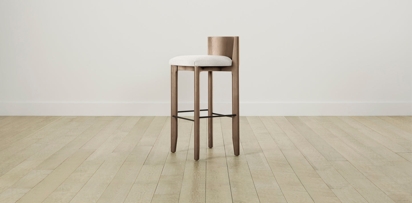 The Delancey with Brushed Nickel - Belgian Linen Egret Bar and Counter Stool