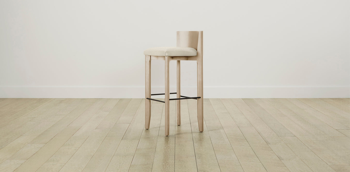 The Delancey with Brushed Nickel - Italian Bouclé White Bar and Counter Stool