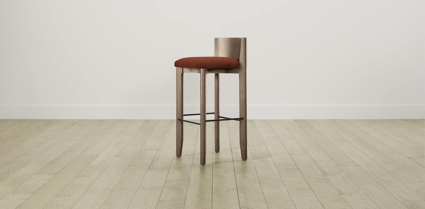 The Delancey with Brushed Brass - Mohair Spice Bar and Counter Stool