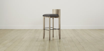 The Delancey with Brushed Nickel - Pebbled Leather Ash Bar and Counter Stool