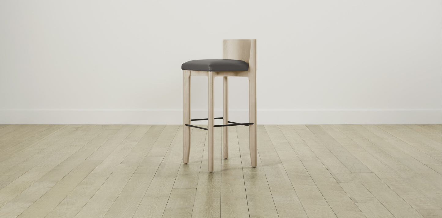 The Delancey with Brushed Nickel - Pebbled Leather Ash Bar and Counter Stool