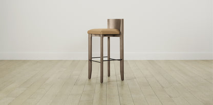 The Delancey with Brushed Nickel - Pebbled Leather Latte Bar and Counter Stool