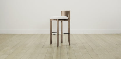 The Delancey with Brushed Nickel - Performance Chenille Alabaster Bar and Counter Stool