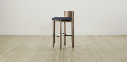 The Delancey with Brushed Brass - Performance Chevron Indigo Bar and Counter Stool