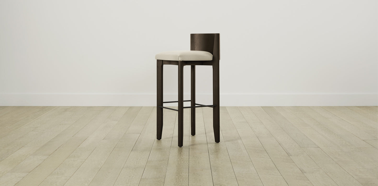 The Delancey with Brushed Nickel - Performance Linen Creme Bar and Counter Stool