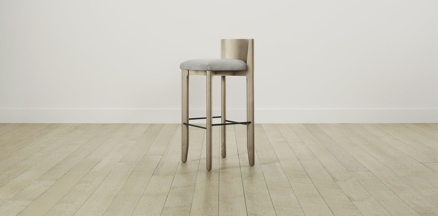 The Delancey with Brushed Brass - Performance Melange Weave Flint Bar and Counter Stool