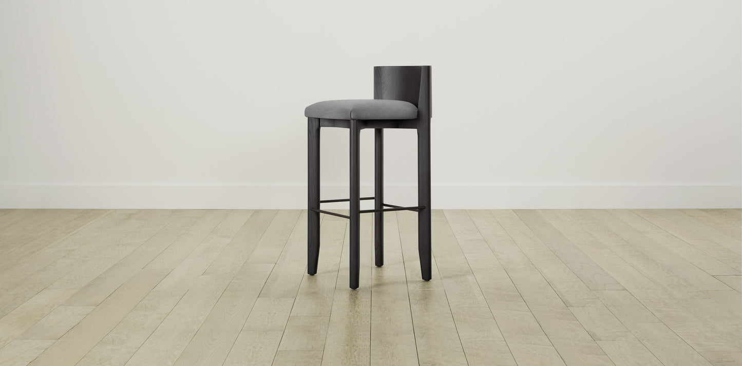 The Delancey with Brushed Brass - Performance Melange Weave Night Bar and Counter Stool