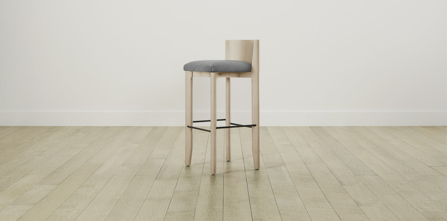 The Delancey with Brushed Brass - Performance Melange Weave Night Bar and Counter Stool