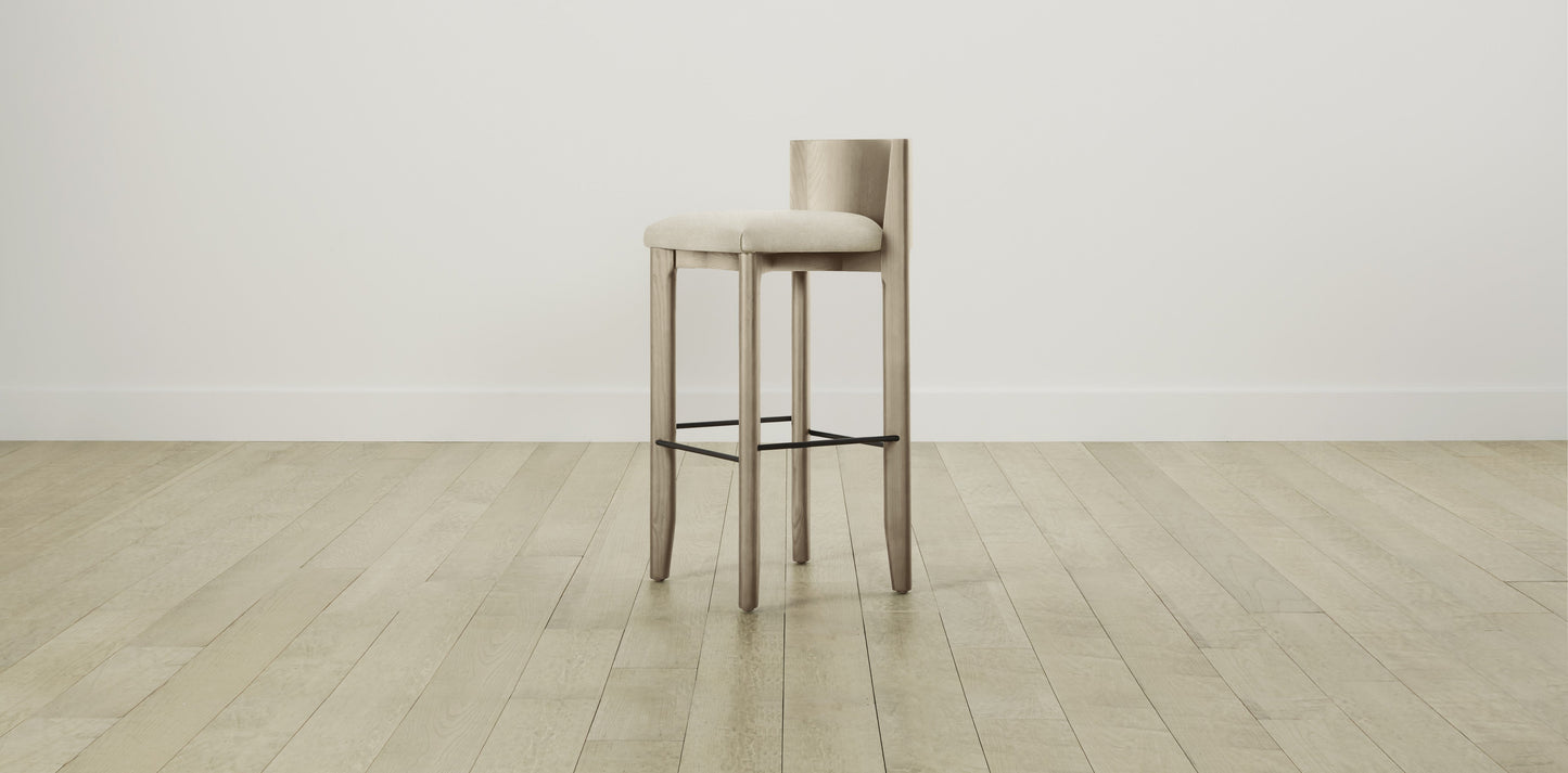 The Delancey with Brushed Nickel - Performance Melange Weave Shell Bar and Counter Stool