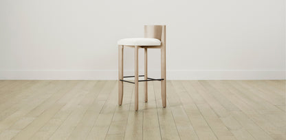 The Delancey with Brushed Brass - Performance Textured Linen Pearl Bar and Counter Stool