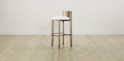 The Delancey with Brushed Nickel - Performance Textured Linen Pearl Bar and Counter Stool