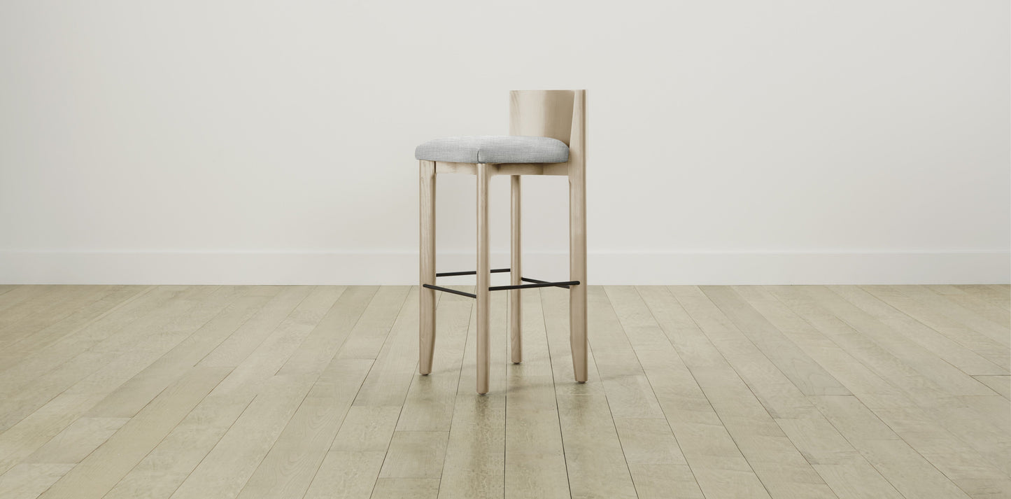 The Delancey with Brushed Brass - Performance Textured Tweed Dove Bar and Counter Stool