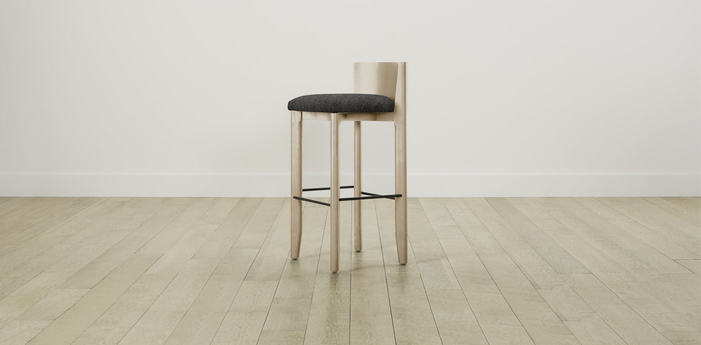 The Delancey with Brushed Brass - Performance Tweed Char Bar and Counter Stool