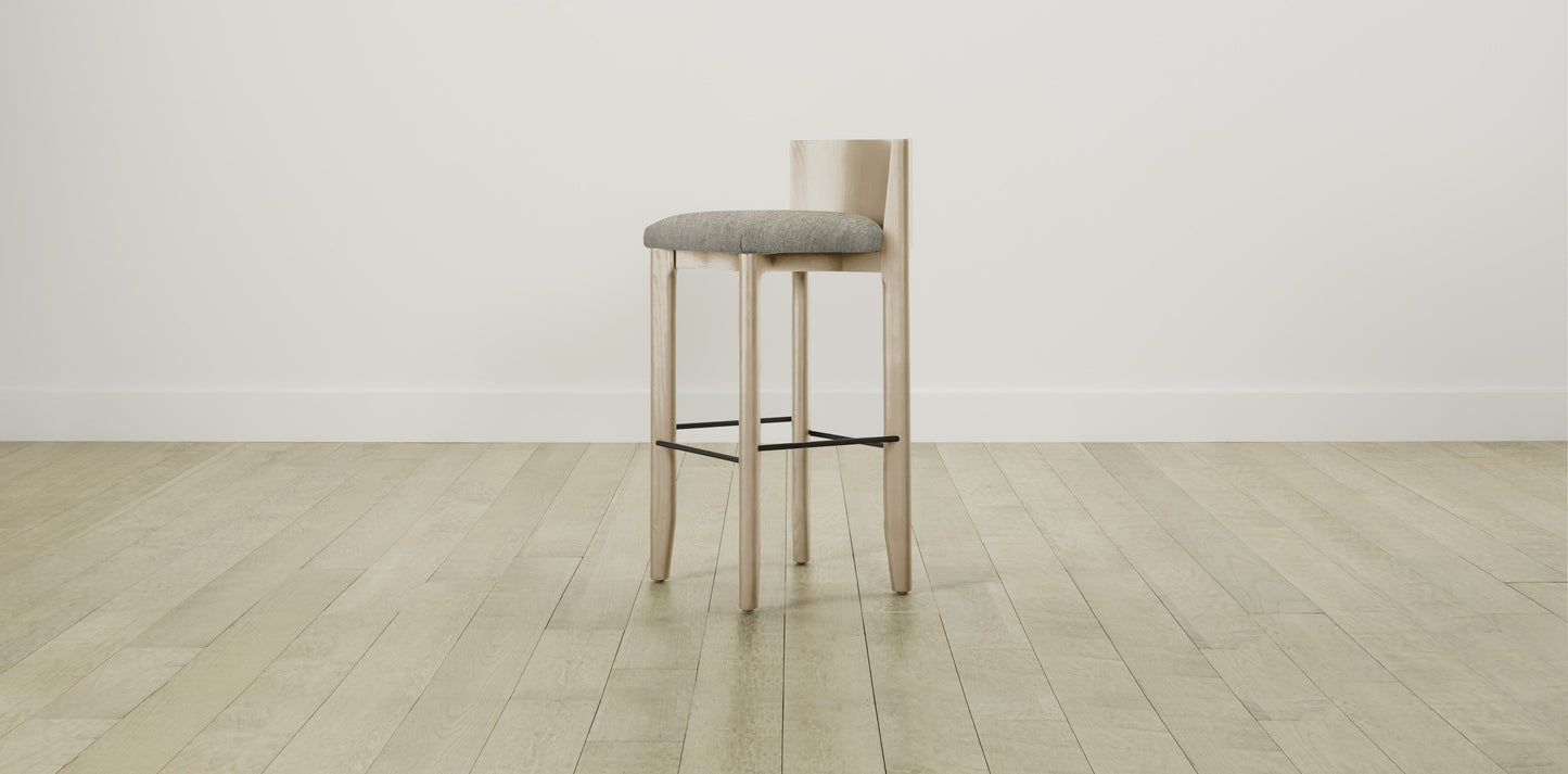 The Delancey with Brushed Brass - Performance Tweed Oatmeal Bar and Counter Stool