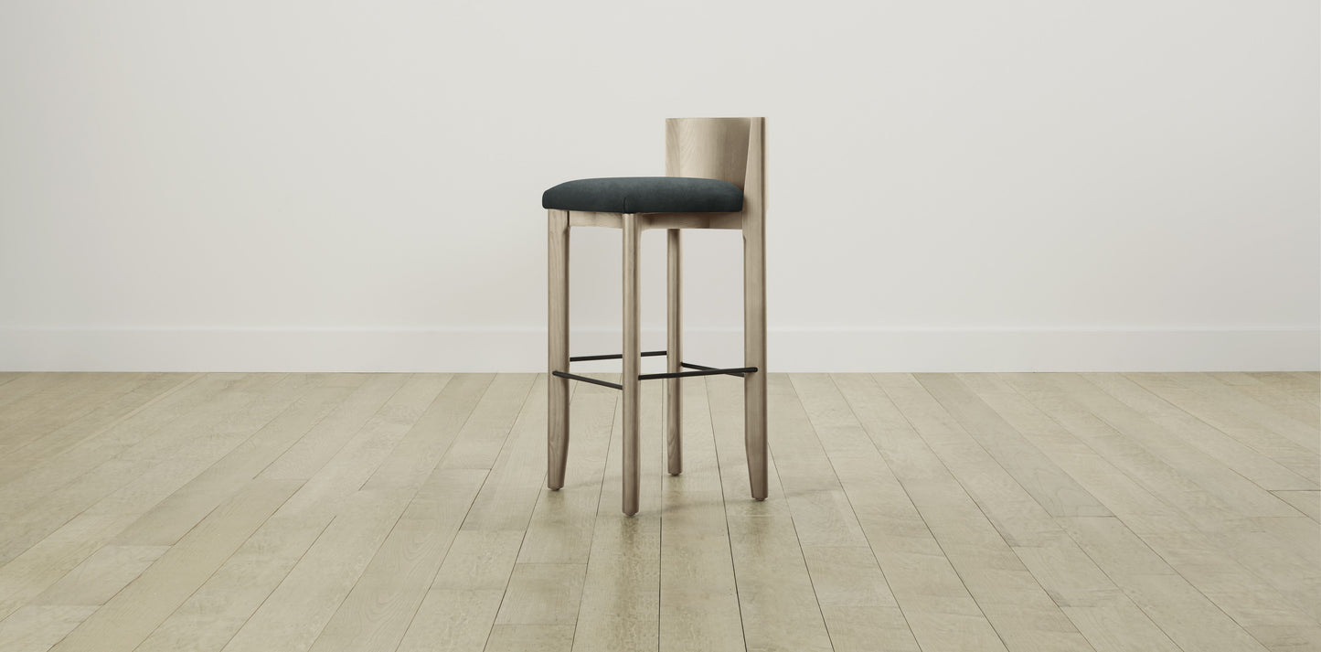 The Delancey with Brushed Nickel - Performance Velvet Emerald Bar and Counter Stool