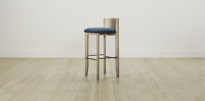 The Delancey with Brushed Nickel - Performance Velvet Lagoon Bar and Counter Stool