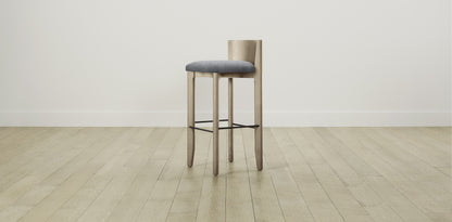 The Delancey with Brushed Brass - Performance Velvet Lunar Bar and Counter Stool