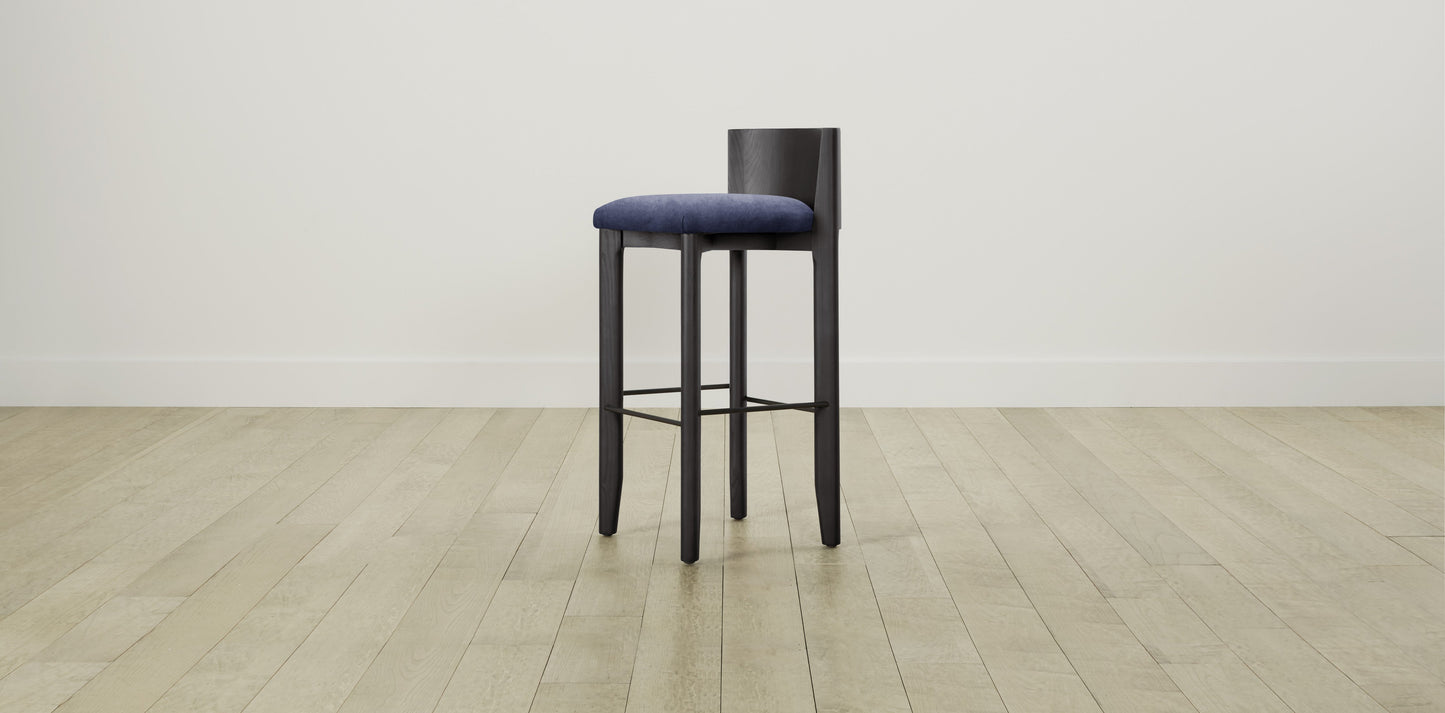 The Delancey with Brushed Nickel - Performance Velvet Midnight Bar and Counter Stool