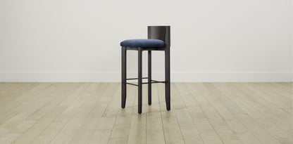 The Delancey with Brushed Brass - Performance Velvet Sapphire Bar and Counter Stool