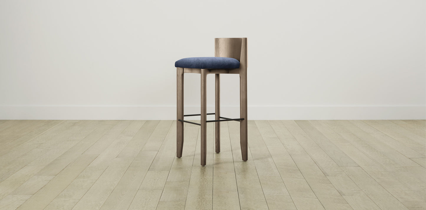 The Delancey with Brushed Nickel - Performance Velvet Sapphire Bar and Counter Stool