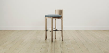 The Delancey with Brushed Brass - Performance Velvet Seafoam Bar and Counter Stool