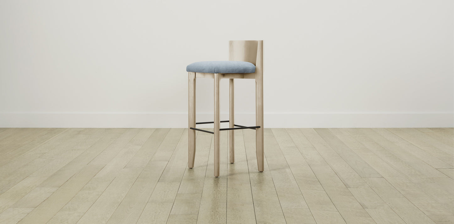 The Delancey with Brushed Brass - Performance Velvet Sky Bar and Counter Stool