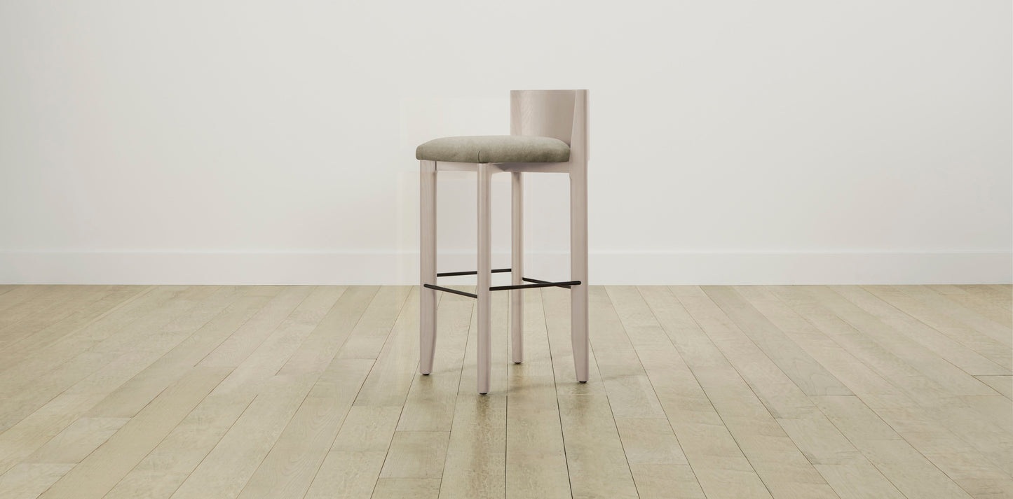 The Delancey with Brushed Brass - Performance Velvet Taupe Bar and Counter Stool