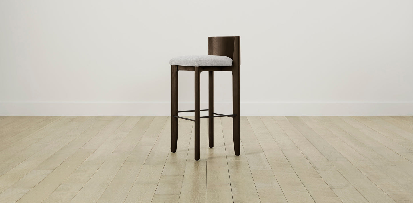 The Delancey with Brushed Brass - Performance Woven Chenille Steel Bar and Counter Stool