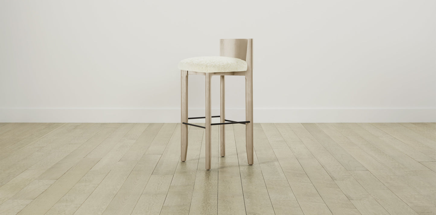 The Delancey with Brushed Nickel - Shearling Ivory Bar and Counter Stool