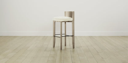 The Delancey with Brushed Nickel - Shearling Ivory Bar and Counter Stool