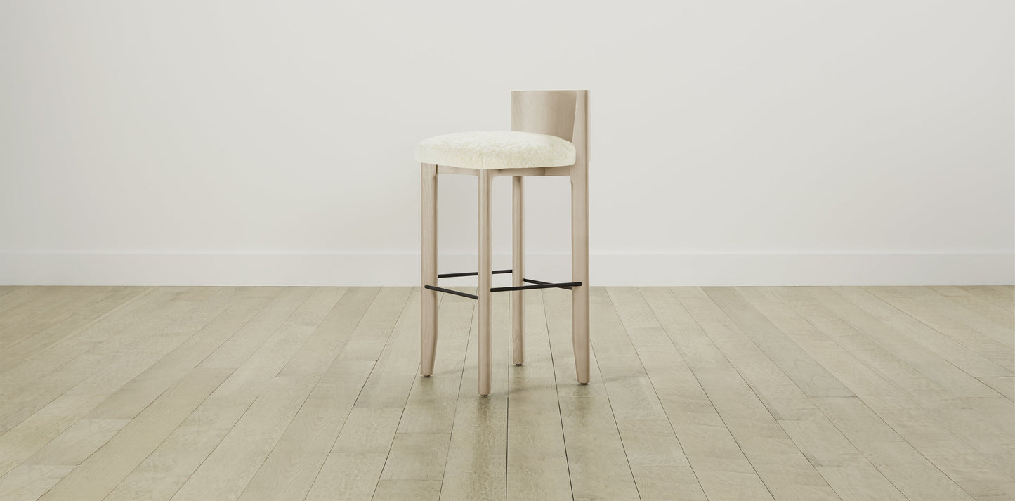 The Delancey with Brushed Nickel - Shearling Ivory Bar and Counter Stool