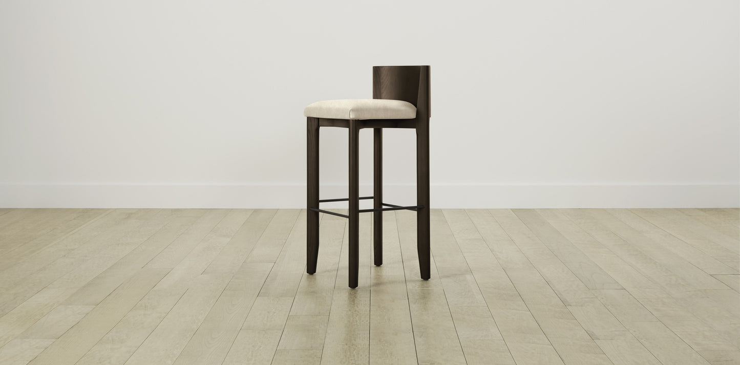 The Delancey with Brushed Nickel - Tuscan Leather Bisque Bar and Counter Stool