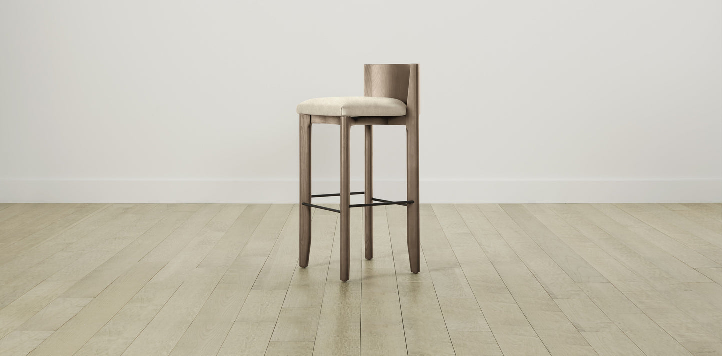 The Delancey with Brushed Nickel - Tuscan Leather Bisque Bar and Counter Stool