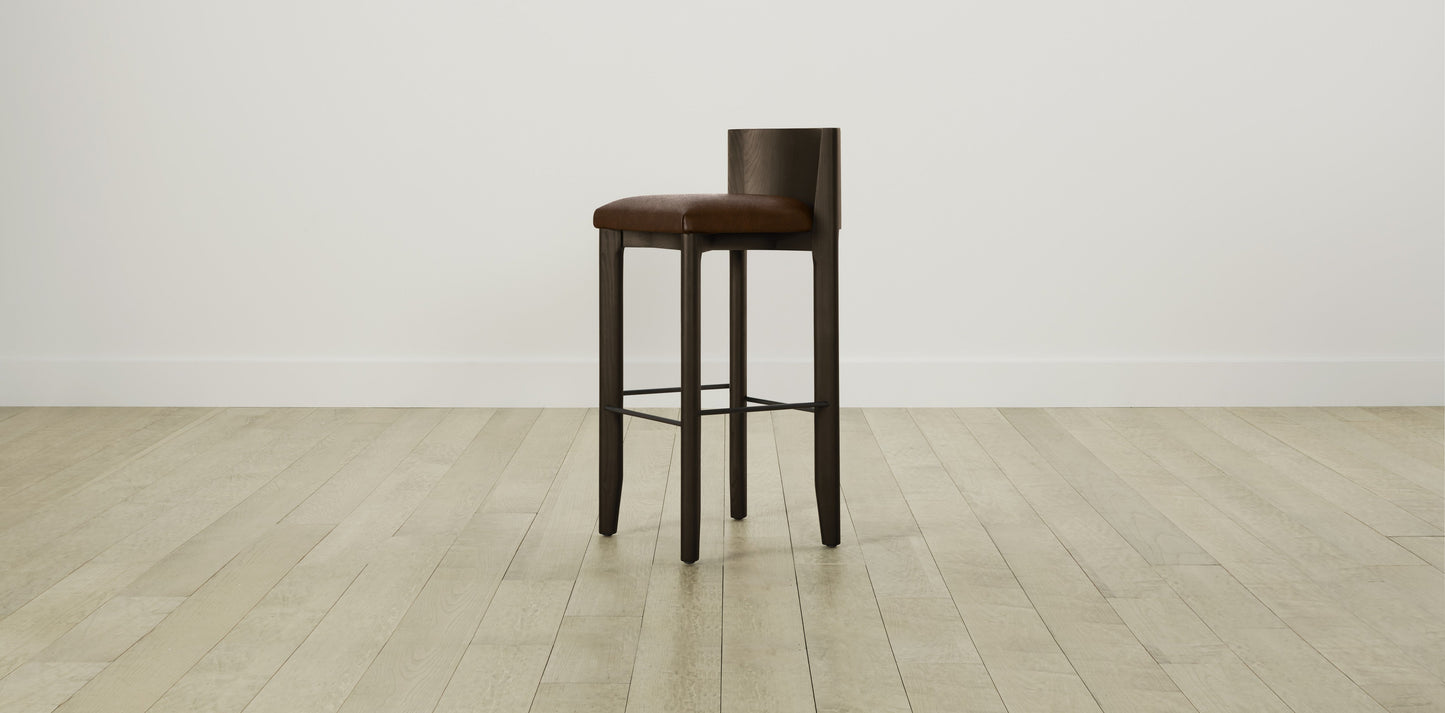 The Delancey with Brushed Nickel - Tuscan Leather Bourbon Bar and Counter Stool