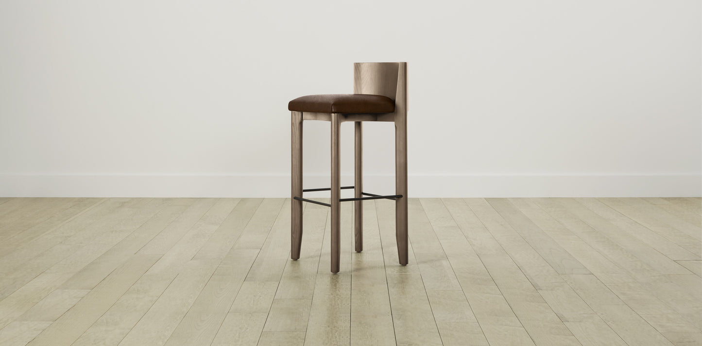 The Delancey with Brushed Nickel - Tuscan Leather Bourbon Bar and Counter Stool