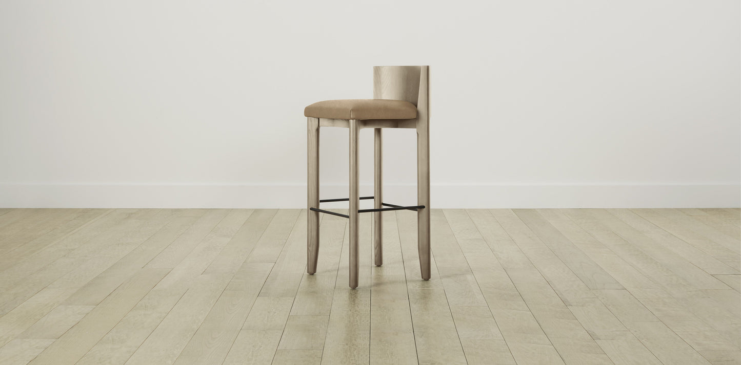 The Delancey with Brushed Brass - Tuscan Leather Camel Bar and Counter Stool