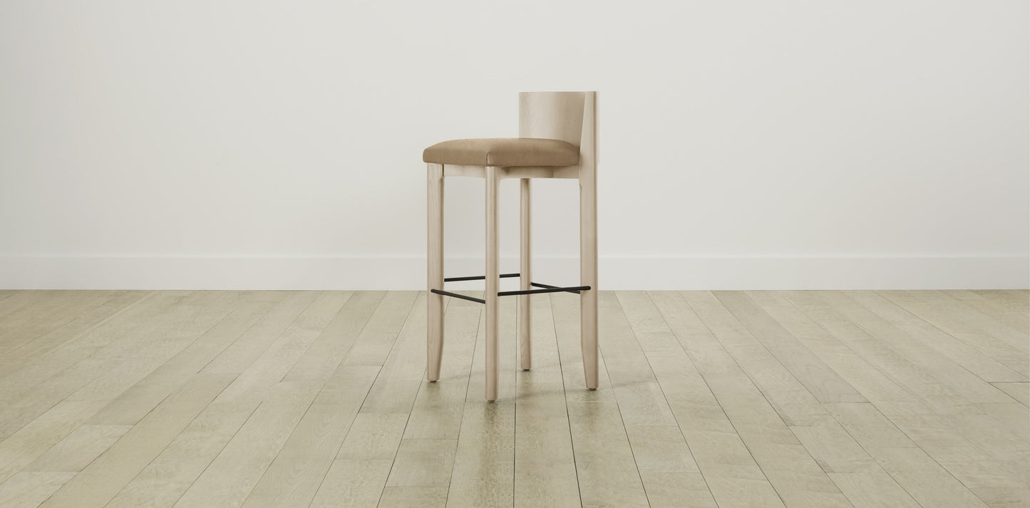 The Delancey with Brushed Brass - Tuscan Leather Camel Bar and Counter Stool