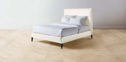 The Essex  - Pebbled Leather Swan Bed - 56" Headboard - Upholstered on reverse