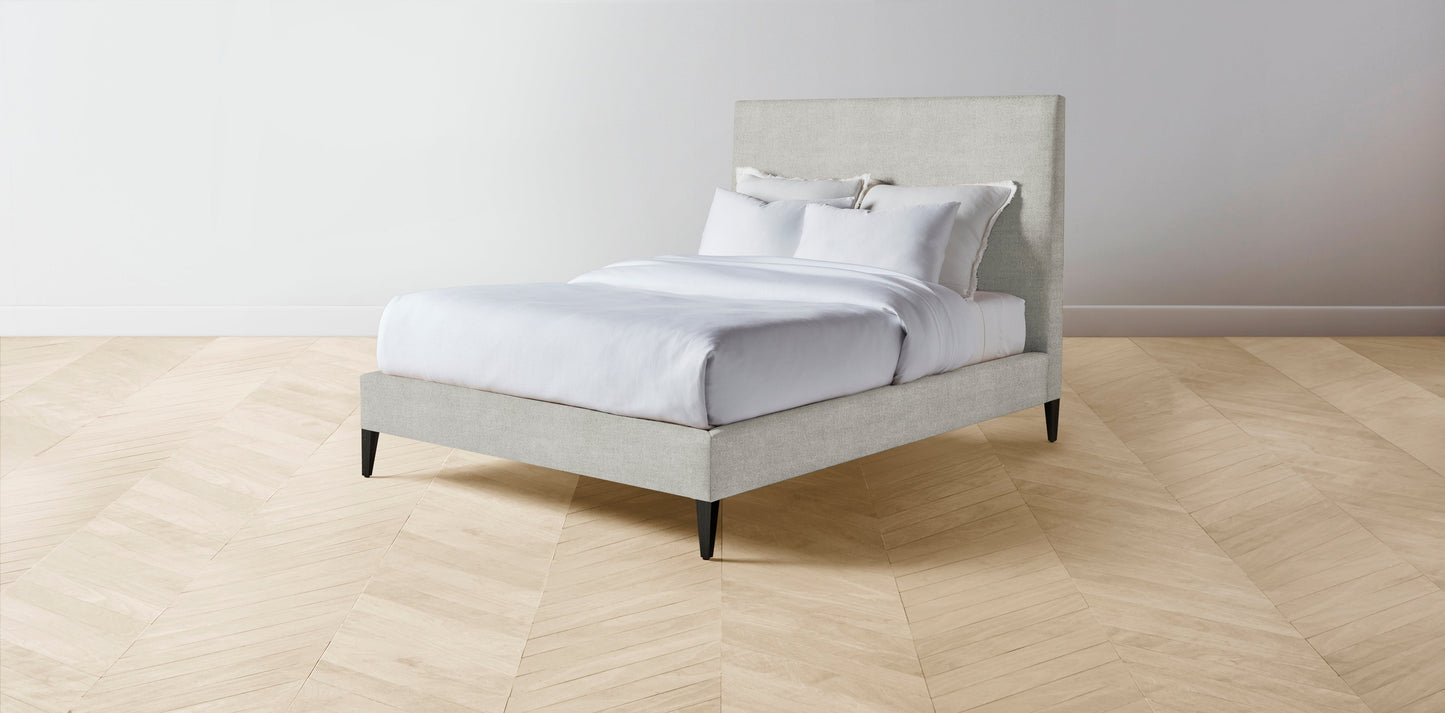 The Essex  - Performance Melange Weave Flint Bed - 50" Headboard - Muslin on reverse